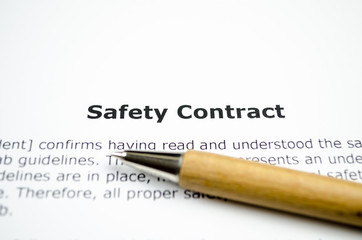 Safety contract with wooden pen