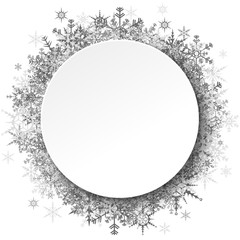 snowflakes behind white empty frame