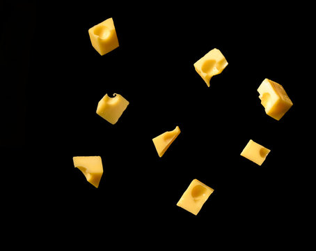 French Cheese Pieces Flying