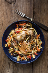 Fillet of chicken with vegetables.