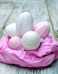 Easter eggs surrounded by rustic background