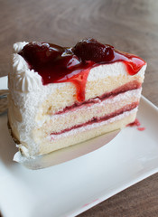 Closeup of strawberry cake