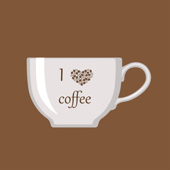 White cup on brown background