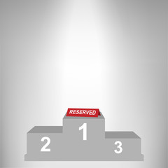 Red reservation notice on first winner podium