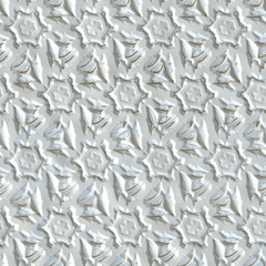 3d seamless pattern with silver elemens on white leather