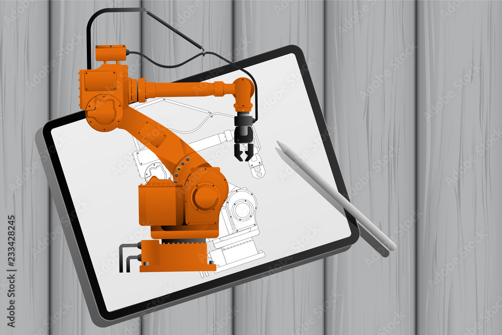 Poster augmented reality in engineering. construction of robots. vector illustration eps 10