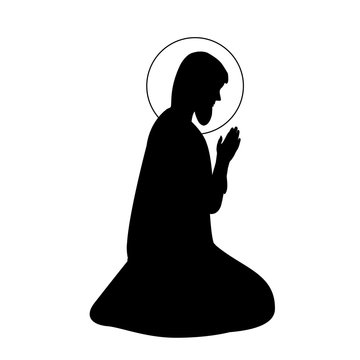 recommend clip art: Hand drawn vector ink illustration or drawing of Saint Joseph silhouette