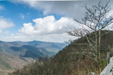 View of Blue ridge mountains from high up on a mountaintop