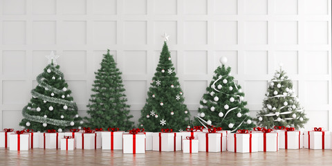 Christmas Tree with Gift Boxes Interior Background