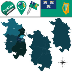 Map of Dublin with counties