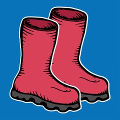 Rubber boots icon. Vector illustration of autumn boots. Hand  drawn rubber boot. Rubber autumn boots for fishing.