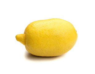 Yellow Lemon with Green Leaf Isolated on White