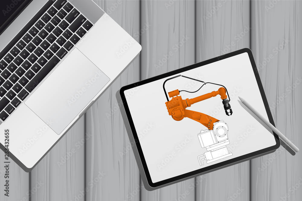 Poster creating an industrial robot design. vector illustration eps 10