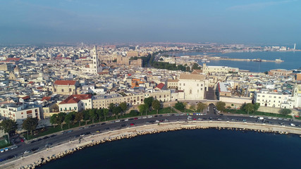 Obraz premium Drone picture. Sunrise. Old town of Bari, Puglia, Italy. 