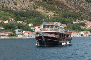 Obraz premium Passenger boat in Bay of Kotor, Montenegro