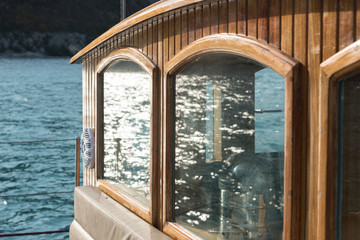 Exterior of a cabin on yacht, Perast, Bay of Kotor, Montenegro