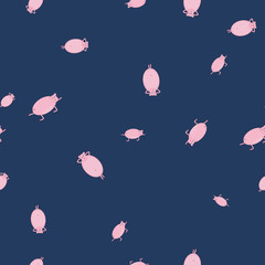 Seamless pattern with pigs in funny poses color
