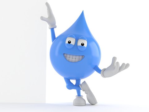 Water Drop Character Leaning Against A Wall