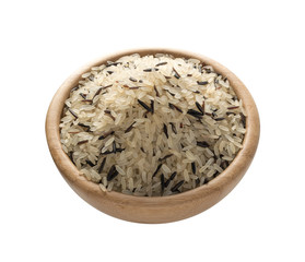 Raw Dry Black Wild Rice and Parboiled White Rice Isolated