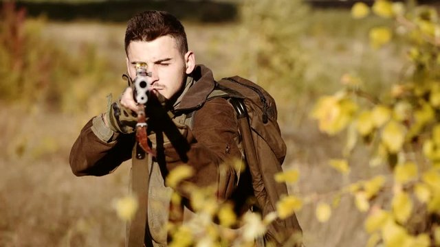 Hunter Target with laser sight. Collimating sight. Hunting Gear and Hunting Clothing.