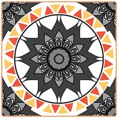 Floral Pattern with hand-drawing Mandala. illustration. For fabric, textile, bandana, pillowcarpet print