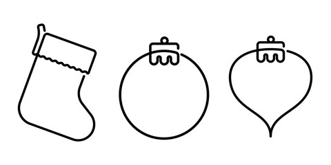 Christmas Holiday Ornaments Continuous Line Vector Graphics