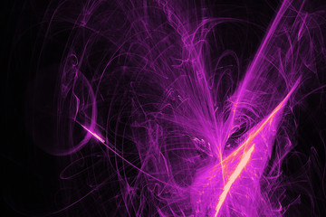 Abstract Patterns On Dark Background With Purple Lines Curves Particles