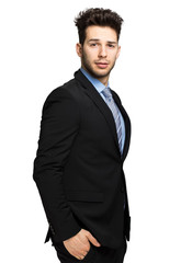 Young manager portrait isolated on white