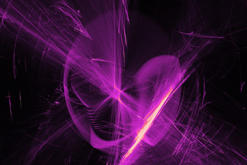 Abstract Patterns On Dark Background With Purple Lines Curves Particles