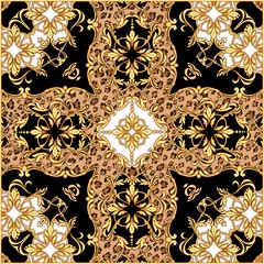 Square composition with golden scrolls and leopard print