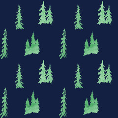 Obraz premium Winter seamless pattern with deer in forest