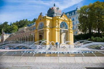 Main colonnade and Singing fountain in Marianske Lazne (Marienbad) - great famous Bohemian spa town...