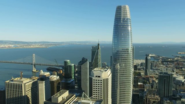 Aerial view Salesforce Tower skyscraper San Francisco USA