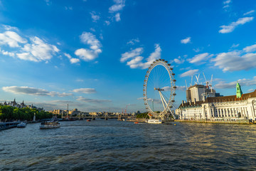 Fototapeta na wymiar London Eye and river Thames in London, UK.