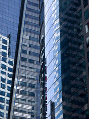 Low angle view of skyline, Times Square, Midtown Manhattan, New York City, New York State, USA