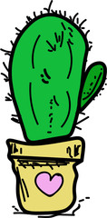 sketch illustration - cactus in a pot