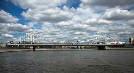 Panoramic view of the Krymsky bridge in Moscow, Russia