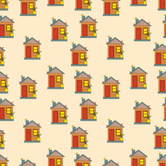 Seamless pattern of house in vector. Cute cartoon design. Perfect for card, calendar design