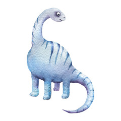 Watercolor Dinosaur Isolated on a White Background Hand Drawn Illustration
