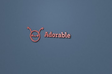 3D illustration of Adorable, red color and red text with blue background.
