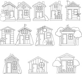 Set of houses in vector. Cute cartoon design. Perfect for card, calendar design