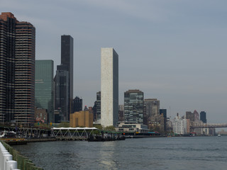 Buildings on the waterfront, East River, New York City, New York State, USA