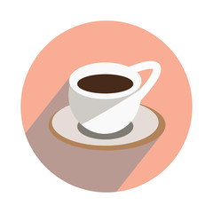 Cup with hot tea on white background icon flat