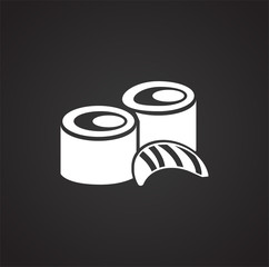 Sushi set on black background icon