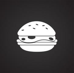 Cheese burger on black background icon