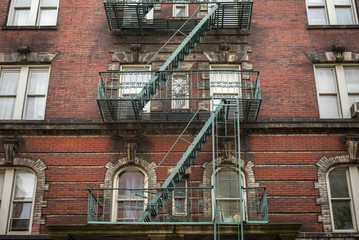 Fototapeta na wymiar Low angle view of fire escape of building, New York City, New York State, USA