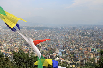 Panoramic View to the dusty Kathmandu, Capital of Nepal
