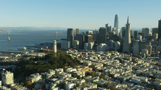 Aerial view Telegraph Hill Embarcadero San Francisco