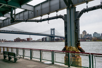 Naklejka na ściany i meble Manhattan Bridge across East River, Manhattan, New York City, New York State, USA