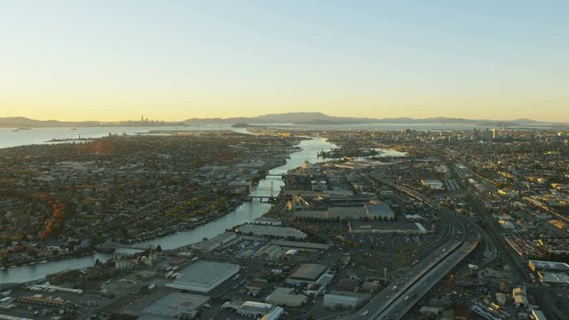 Aerial view Oakland Brooklyn Basin San Francisco USA